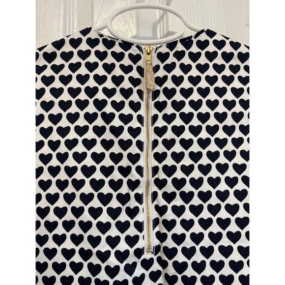 J Crew Crewcuts White and Navy Blue Heart Print Sleeveless Dress Girls Size 10 - Picture 5 of 7